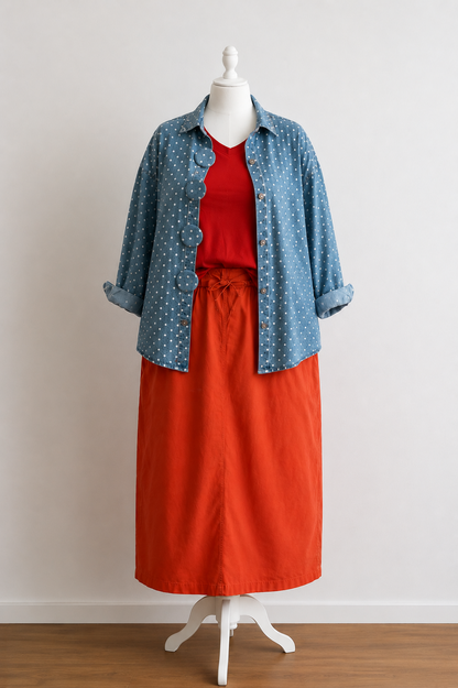 Denim Over-Size Hemd Polka Dots
