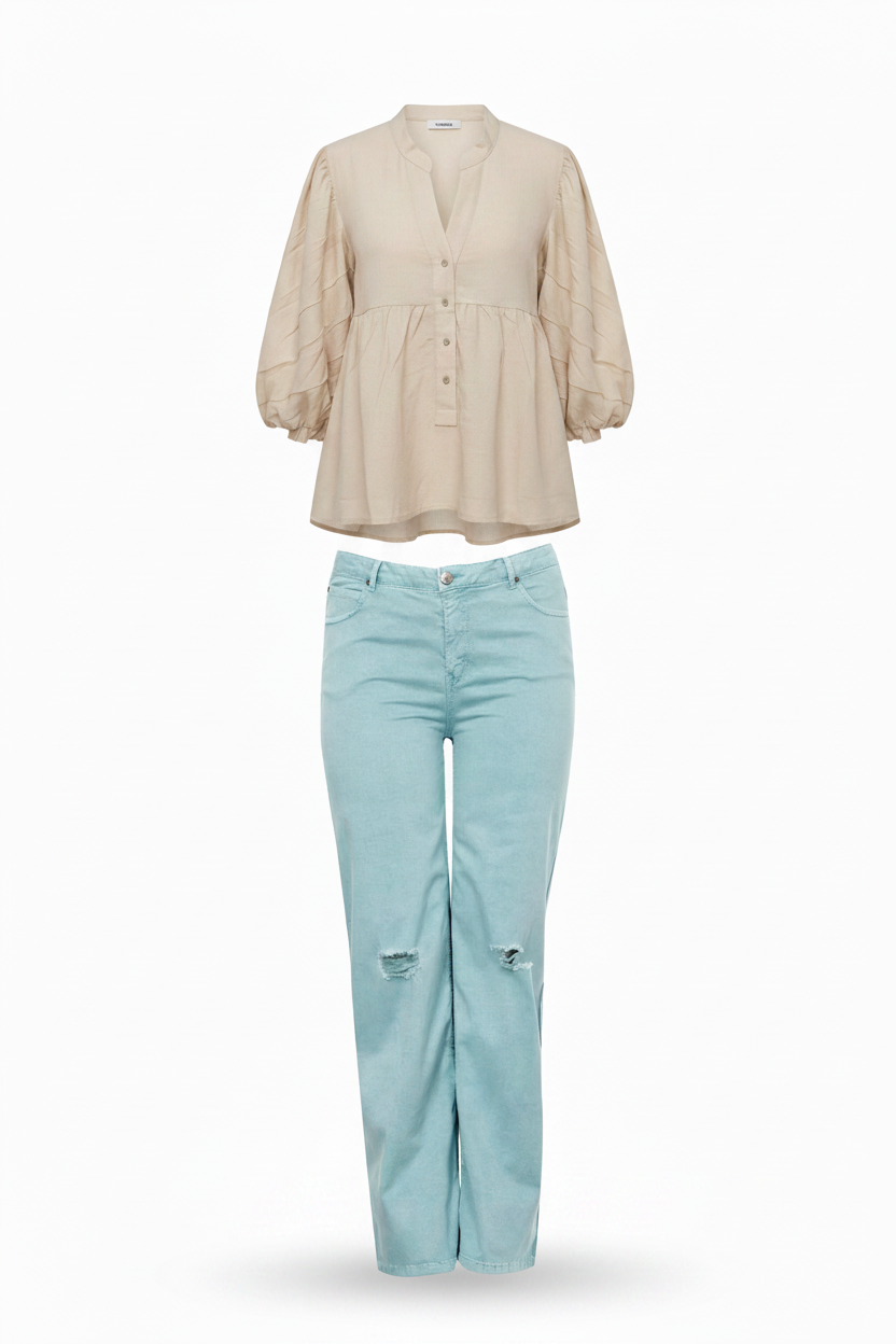 Outfit Bluse und Jeans nahtlos verbunden