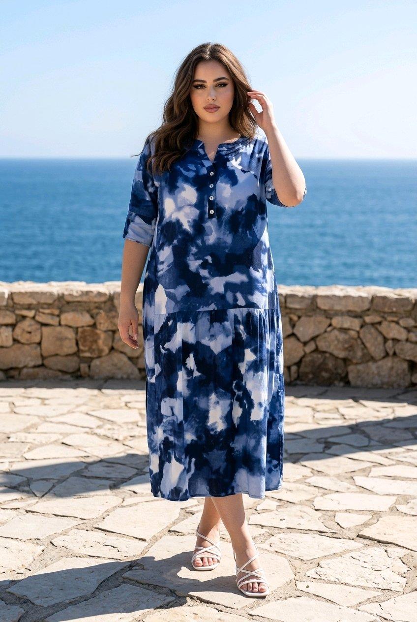 Sommerliches Maxikleid in Batik-Optik