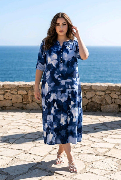 Sommerliches Maxikleid in Batik-Optik