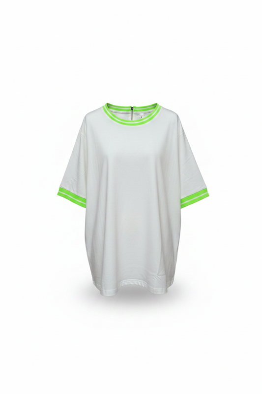 Weißes T-Shirt mit Neongrün Produktfoto